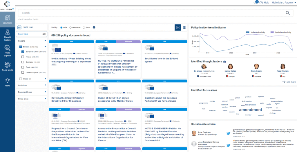 Datos del Consejo de la UE y otras instituciones de la UE presentados en Policy-Insider.AI